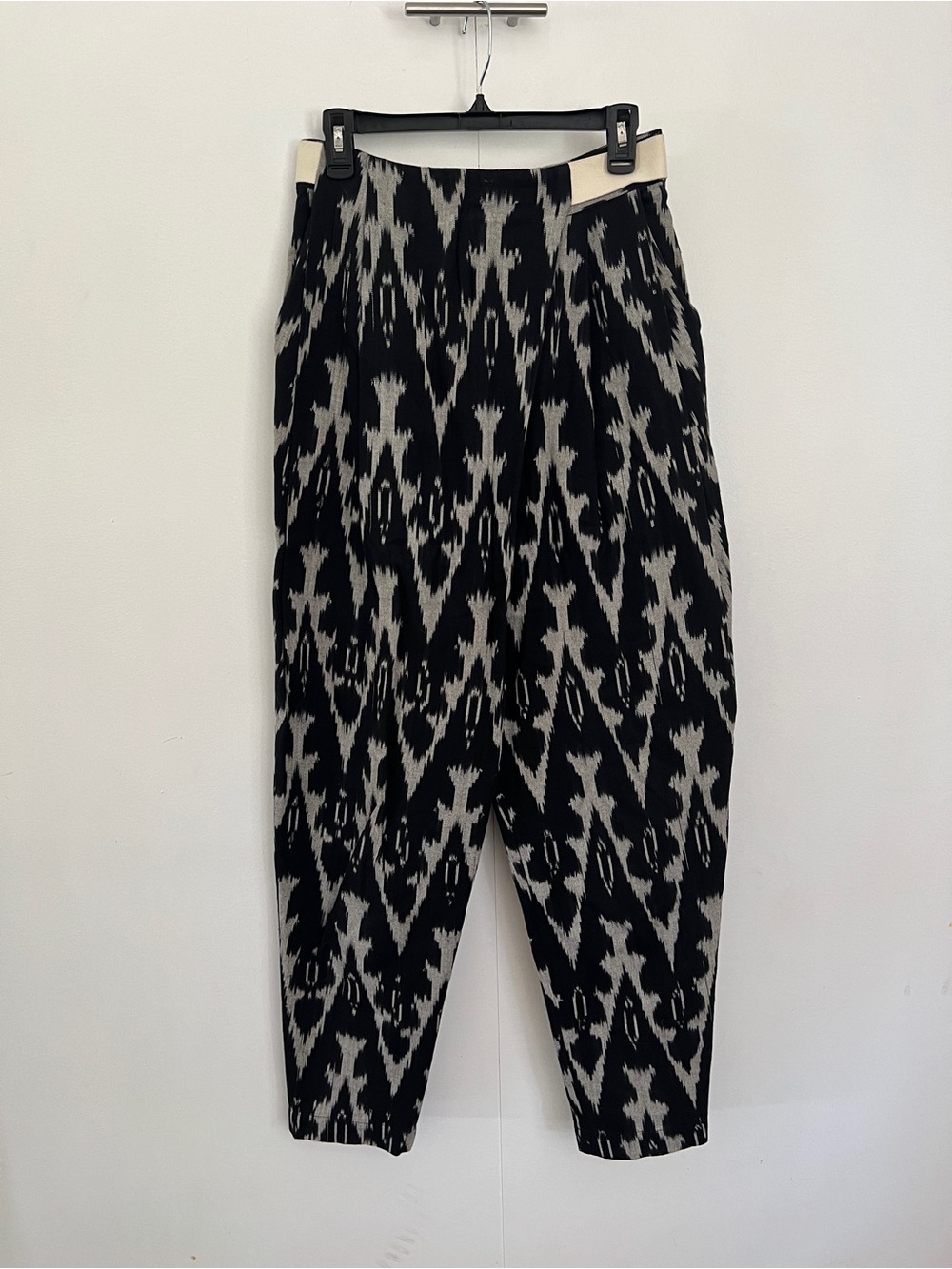 RACHEL COMEY Black & Gray Ikat Print High-Waist Barrel Pants